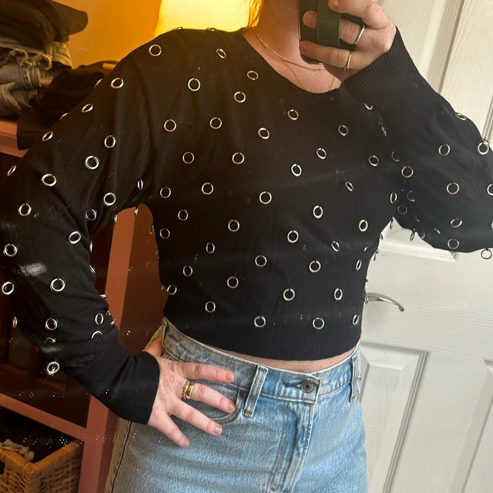 Zara Ring Sweater Top Black